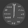 Unique Decorative Wall Clock With Mathematical Equations And Black Surface Design 3d model