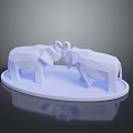 Low Poly Style White Elephant Models Standing On Circular White Base With Reflection