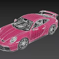 Pink Sports Car With Streamlined Body Black Wheels And Rear Spoiler