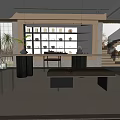 Modern Tea Room Interior With Wooden Shelves Displayed Teacups Teapots Long Table Benches Natural Light