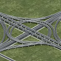 Complex Interchange Bridge Featuring Interwoven Roads Over Green Grass