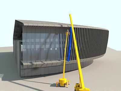 Curtain wall construction of modern construction site 3d model