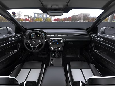 Modern Car Interior Design With Steering Wheel Dashboard Center Console And Seats 3d model