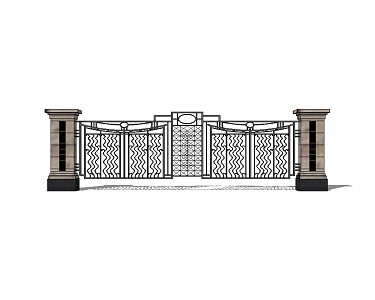 European-style iron gate 3d model