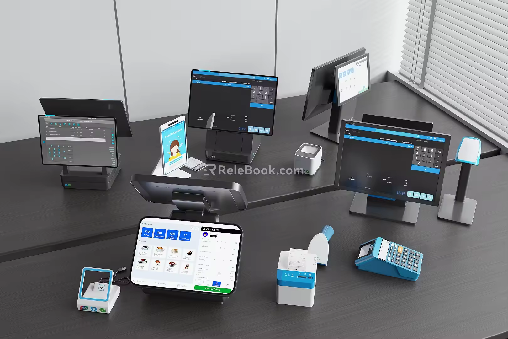 Cash register cash register ordering machine two-dimensional code scanner 3d model