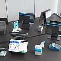 Cash register cash register ordering machine two-dimensional code scanner 3d model