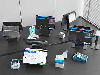 Cash register cash register ordering machine two-dimensional code scanner 3d model