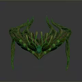 Ornamental Home Living Decor Piece With Green Gemstone Gold Accents And Leaf Vine Design