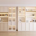 Modern Open Kitchen Wine Cabinet With Glass Doors LED Lighting And Wooden Design