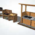 Outdoor Cooking Equipment Series With Portable Grill Brick Oven And Covered Kitchen