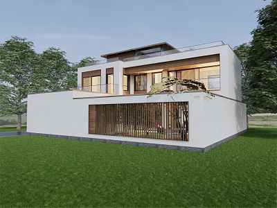 New Chinese style single-family villa 3d model