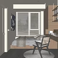 Tatami Bedroom Interior Design With Wooden Bed Window Blinds Desk And Bookshelf