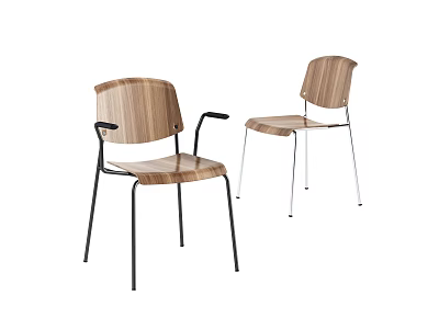 Modern Wooden Leisure Chairs With Metal Frame And Armrest Design For Home Decor 3d model