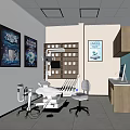 Modern Dental Clinic Interior With Treatment Chair Medical Equipment Cabinets And Computer Workstation