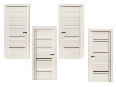 Four White Modern Hinged Doors With Simple Design And Clean Lines For Home 3d model