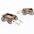 Vintage Wooden Hand Carts With Spoked Wheels And Rustic Design