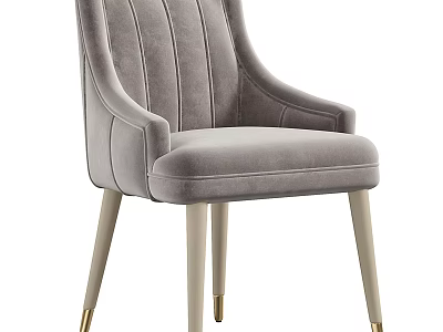 Elegant Gray Velvet Accent Chair With Vertical Tufted Back And Light Golden Legs 3d model