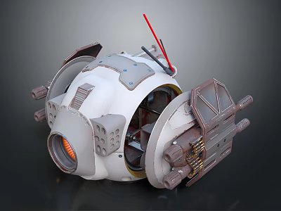 Advanced Smart Machine With Mechanical Components Orange Aperture Metallic Casing And Red Antenna 3d model