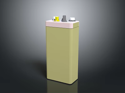 Beige Container With Pink Top And Small Yellow Gray White Components 3d model