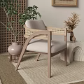 Natural Style Casual Sofa Set With Side Table And Plants