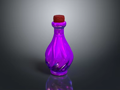 Food Grade Purple Glass Bottle With Cork Stopper For Storing Edible Oils And Spices 3d model