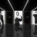 Modern Elevator Hallway Design With LED Lighting Mirror Walls And Fashion Posters