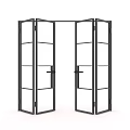 Modern Folding Double Doors With Black Metal Frame And Glass Panels