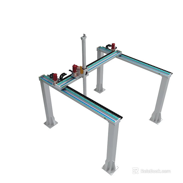Industrial Gantry Mechanical Structure With Metal Frame And Guide Rails 3d model 