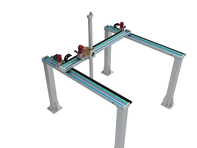 Industrial Gantry Mechanical Structure With Metal Frame And Guide Rails 3d model