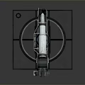 Mechanical Device With Metal Components Circular Disc And Cable On Base Structure