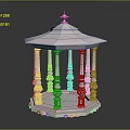 Classical White Gazebo With Octagonal Base Ornate Columns Carvings And Spired Roof Design