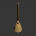 Wooden Handle Household Broom With Yellow Bristles For Home Cleaning