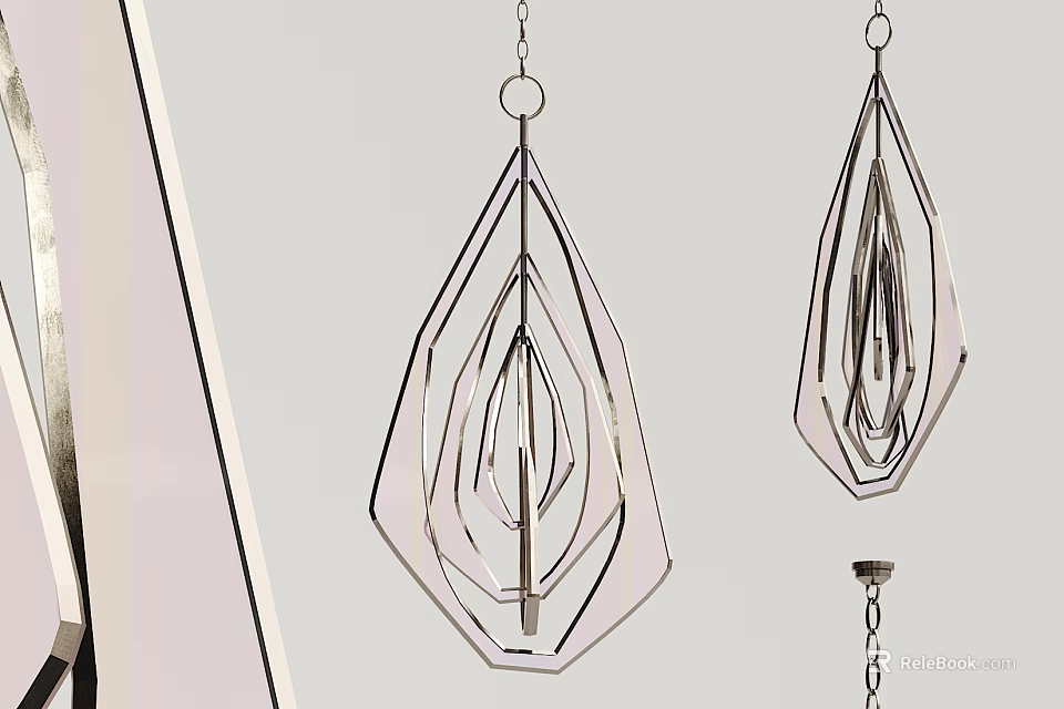 Modern Geometric Pendant Lights With Metallic Frame For Interior Decor 3d model 