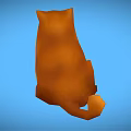Adorable Shiba Inu Sitting On Blue Background With Friendly Expression And Calm Posture