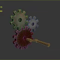 Hardware Tools Featuring Interlocking Copper Colored Gears And Metal Shaft Mechanism 3d model