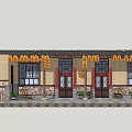 Traditional Chinese Folk House Exterior Featuring Brick Walls Wooden Doors And Corn String Decorations