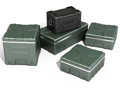 Green And Black Durable Hard Shell Storage Cases In Multi Sizes For Organizing 3d model