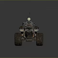 Futuristic Military Tank With Heavy Armor Large Wheels And Mechanisms