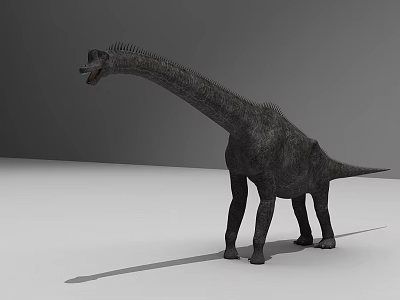 3D Rendered Dinosaur Model With Long Neck Spiked Back And Shadow 3d model