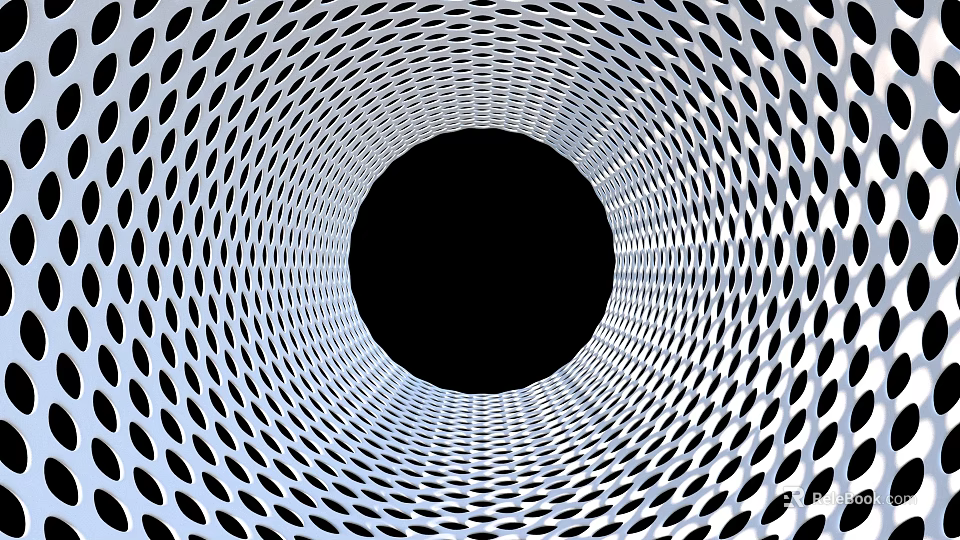 Geometric Lines Forming Concentric Circles with Hole Design in Black White Abstract Pattern 3d model 