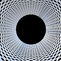 Geometric Lines Forming Concentric Circles with Hole Design in Black White Abstract Pattern