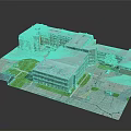 Campus Landscape With Modern Buildings Green Lawns Winding Roads And Parking Areas