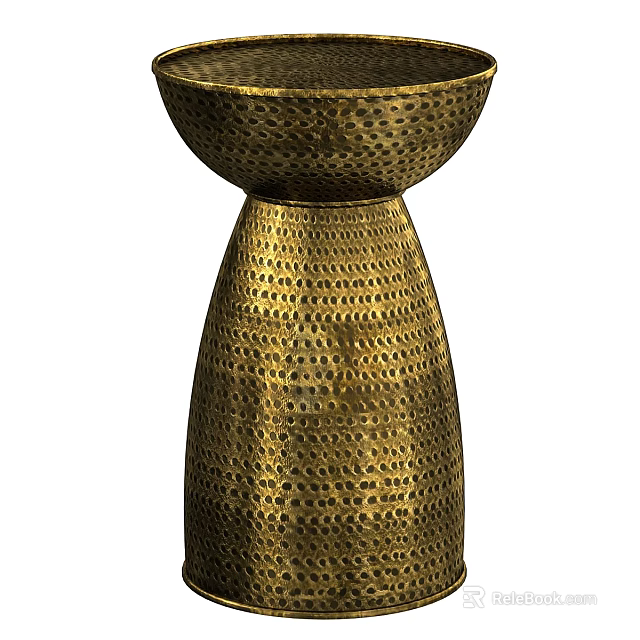 Golden Handcrafted Ceramic Vessel With Perforated Dot Pattern For Home Decor 3d model