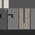 Refrigerators with Modern Sleek Design Side by Side in Silver and Beige for Kitchen 3d model