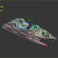 Modern Advanced Watercraft With Sharp Angular Design Streamlined Hull And Radar Antennas 3d model