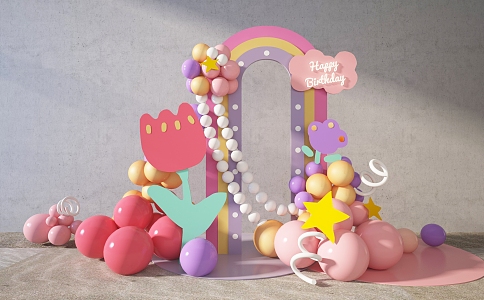 Meichen Balloon Party Wedding Meichen Birthday Meichen Baby Banquet Festival Arrangement 3d model