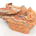 Stratified Rock Layer Model With Orange Red Layers And Irregular Rock Blocks