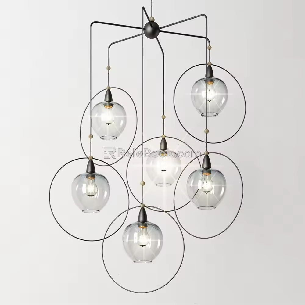 Modern chandelier bulb chandelier combination 3d model