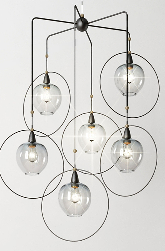 Modern chandelier bulb chandelier combination 3d model