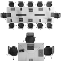 Modern Conference Table Setup With Ergonomic Chairs And Laptops For Office Meetings
